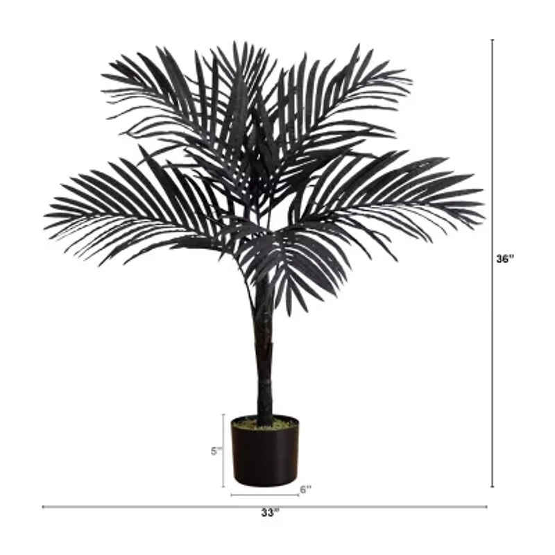Nearly Natural 3ft Halloween Black/Gold Cane Artificial Tree