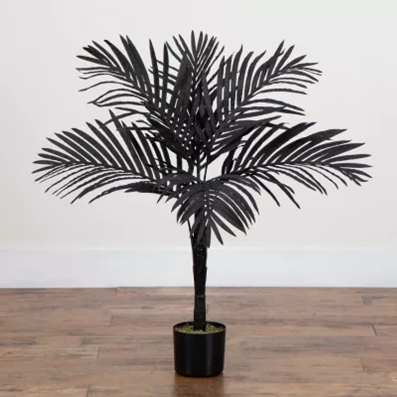 Nearly Natural 3ft Halloween Black/Gold Cane Artificial Tree