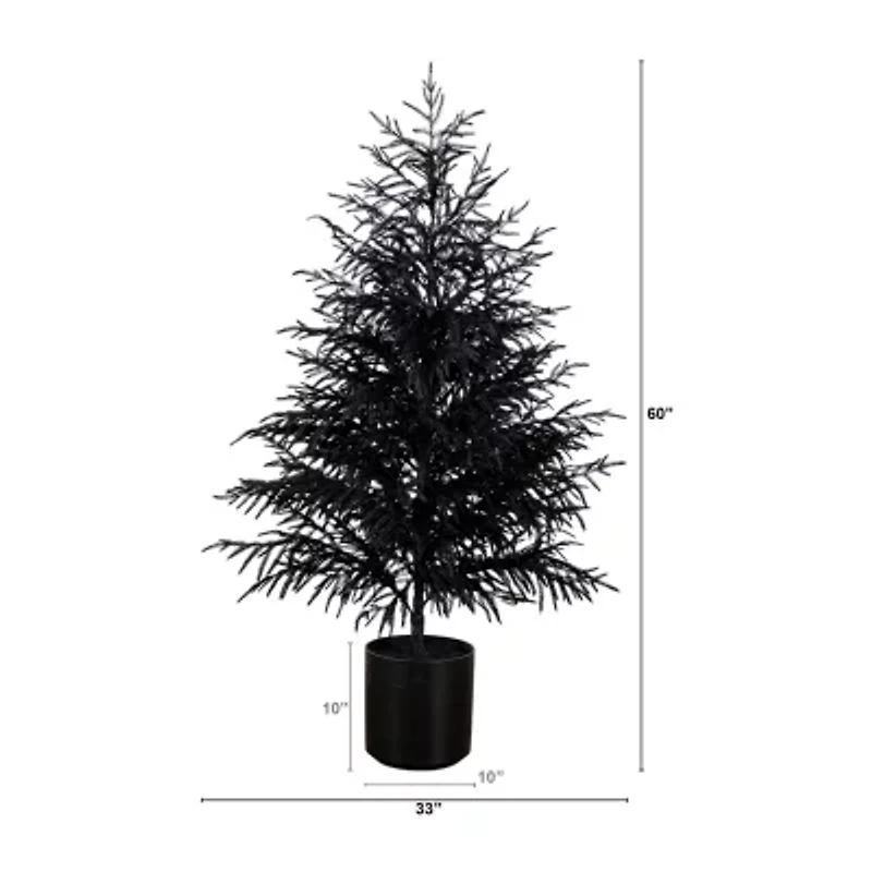 Nearly Natural 5ft Real Touch Black Norfolk Pine Artificial Tree