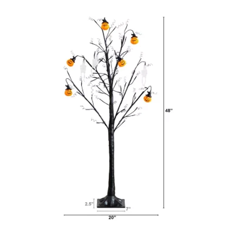 Nearly Natural 4ft Pre-Lit Halloween Pumpkins Artificial Tree