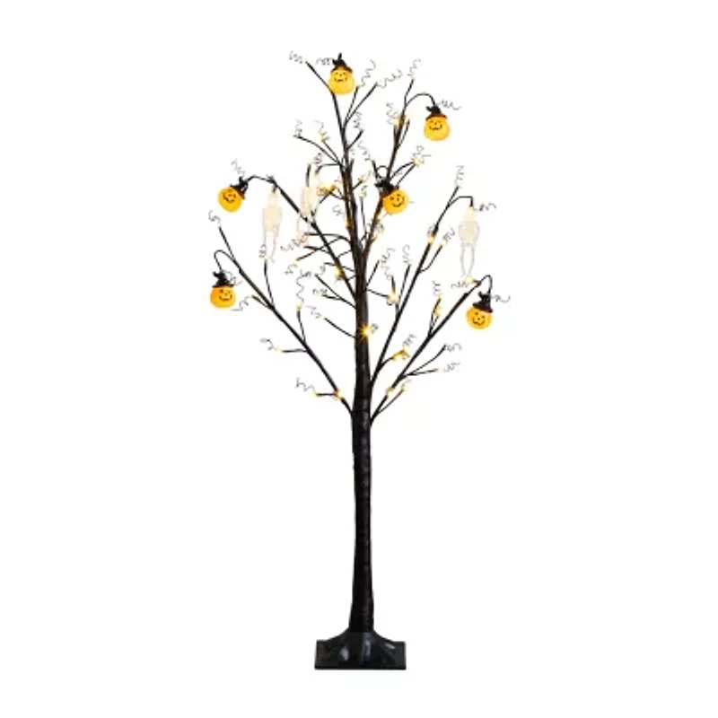 Nearly Natural 4ft Pre-Lit Halloween Pumpkins Artificial Tree