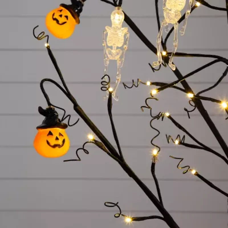 Nearly Natural 4ft Pre-Lit Halloween Pumpkins Artificial Tree