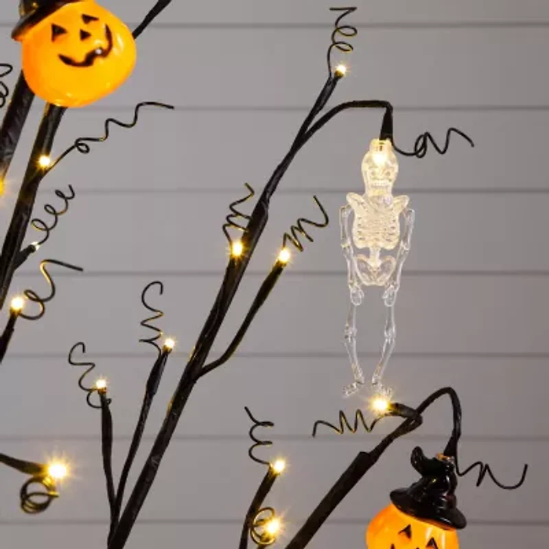 Nearly Natural 4ft Pre-Lit Halloween Pumpkins Artificial Tree