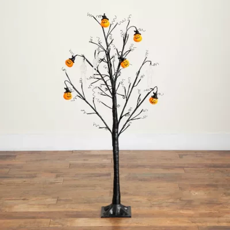 Nearly Natural 4ft Pre-Lit Halloween Pumpkins Artificial Tree