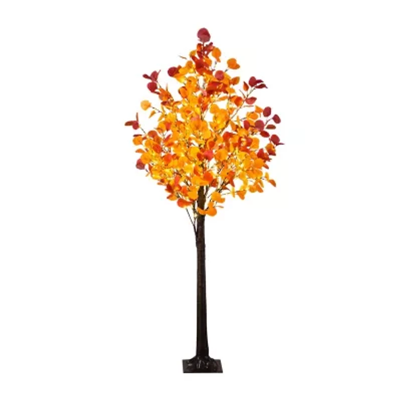 Nearly Natural 6ft Pre-Lit Autumn Eucalyptus Lighted Indoor Artificial Tree