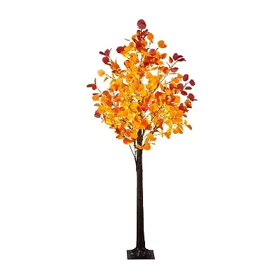 Nearly Natural 6ft Pre-Lit Autumn Eucalyptus Lighted Indoor Artificial Tree