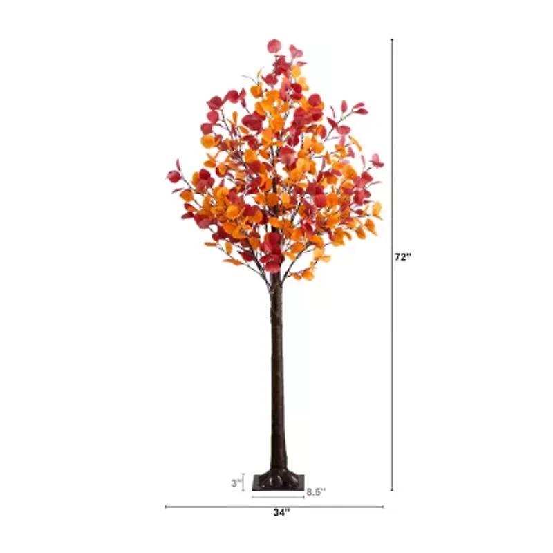 Nearly Natural 6ft Pre-Lit Autumn Eucalyptus Lighted Indoor Artificial Tree