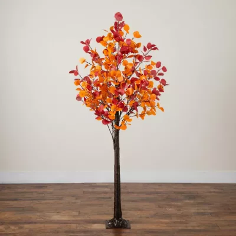 Nearly Natural 6ft Pre-Lit Autumn Eucalyptus Lighted Indoor Artificial Tree