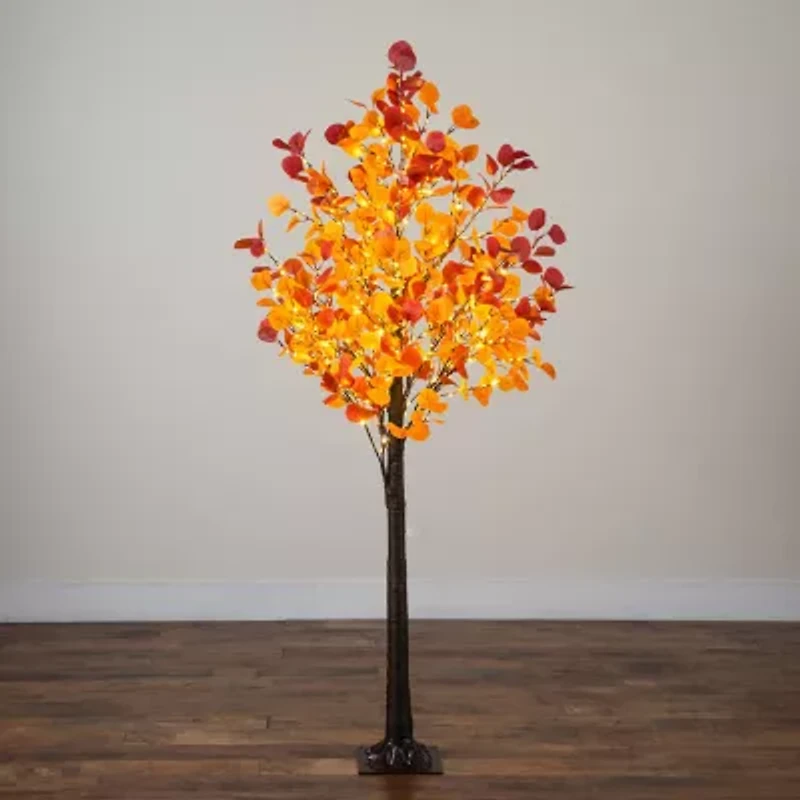 Nearly Natural 6ft Pre-Lit Autumn Eucalyptus Lighted Indoor Artificial Tree