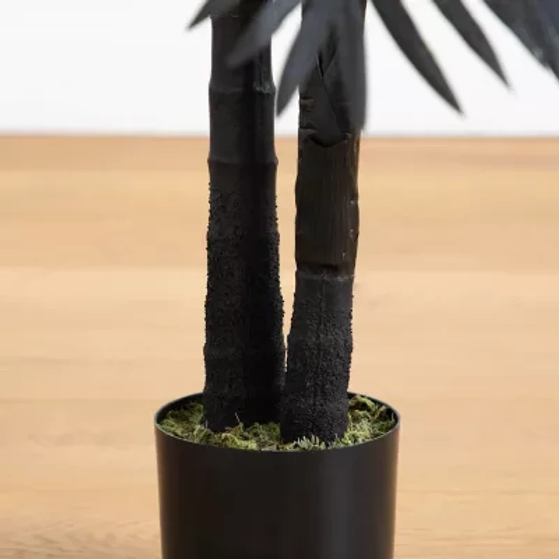 Nearly Natural 4ft Black Golden Cane Artificial Tree