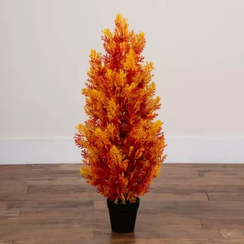 Nearly Natural 3ft Uv Resistant Autumn Cedar Indoor Outdoor Artificial Tree
