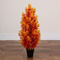 Nearly Natural 3ft Uv Resistant Autumn Cedar Indoor Outdoor Artificial Tree