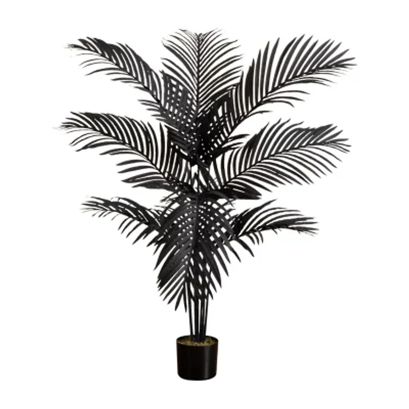 Nearly Natural 4ft Halloween Black Palm Artificial Tree