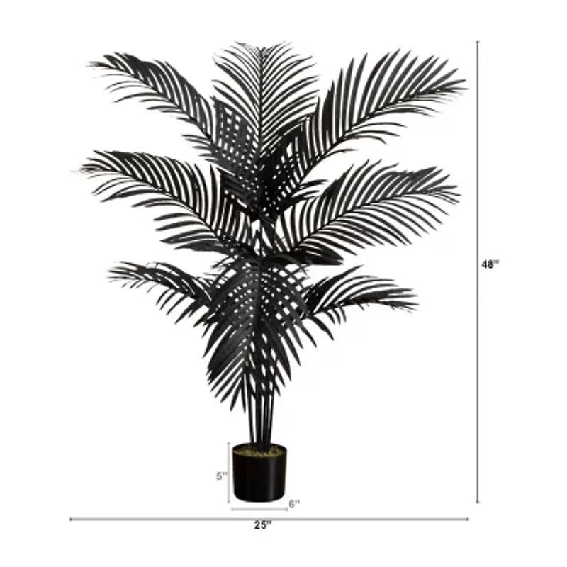 Nearly Natural 4ft Halloween Black Palm Artificial Tree