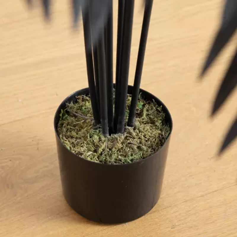 Nearly Natural 4ft Halloween Black Palm Artificial Tree
