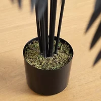 Nearly Natural 4ft Halloween Black Palm Artificial Tree