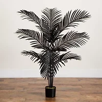 Nearly Natural 4ft Halloween Black Palm Artificial Tree