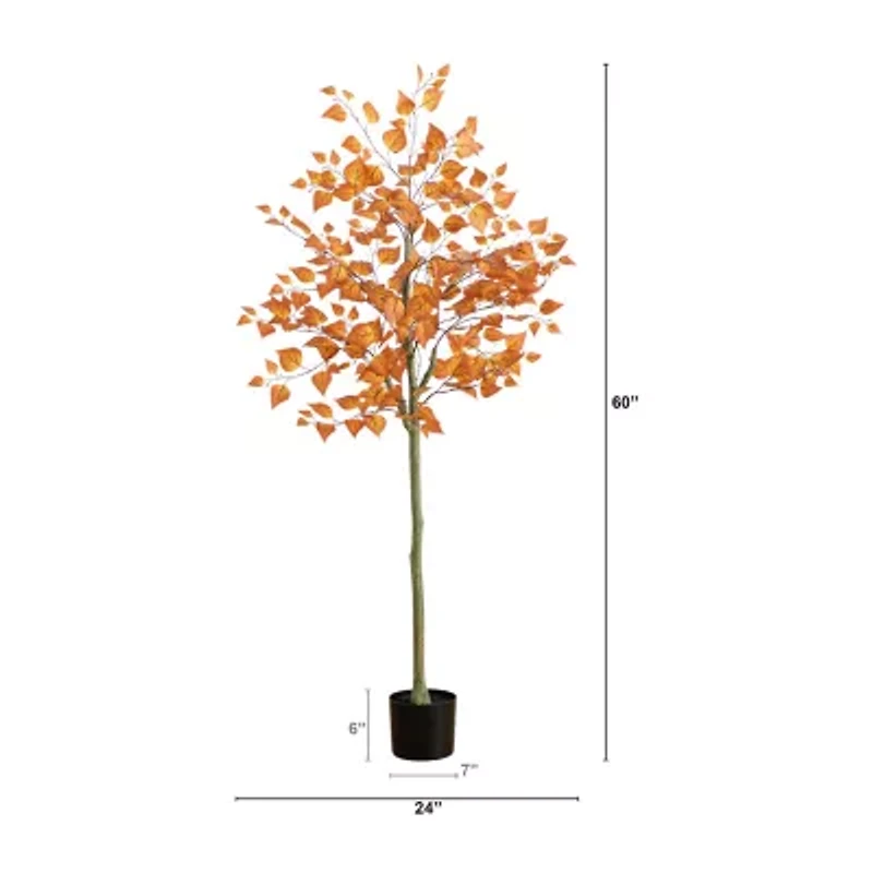 Nearly Natural 5ft Autumn Birch Leaf Artificial Tree