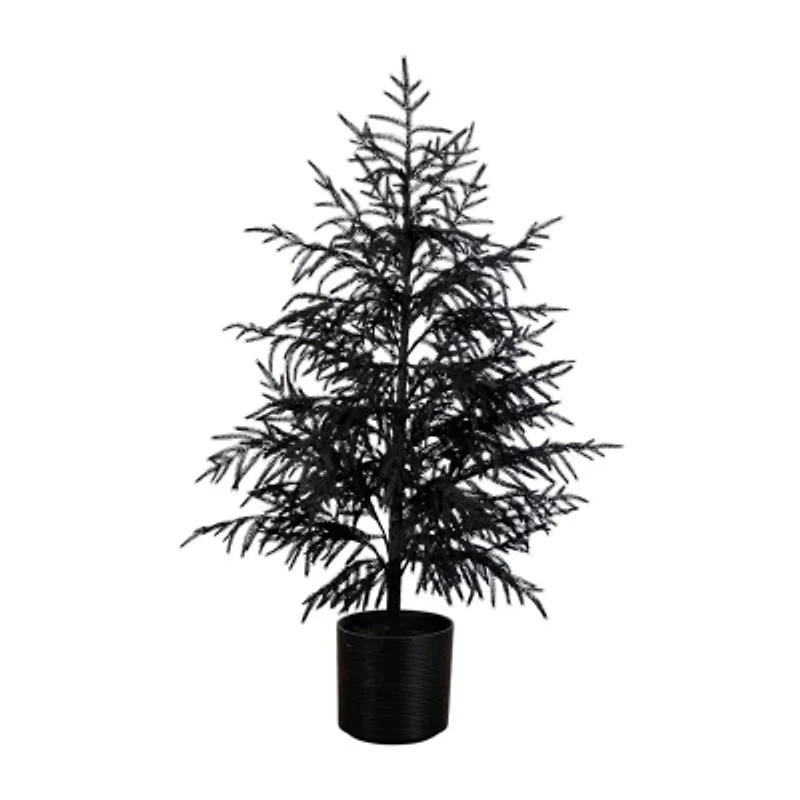 Nearly Natural 4ft Halloween Black Pine Christmas Artificial Tree