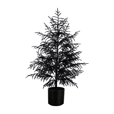 Nearly Natural 4ft Halloween Black Pine Christmas Artificial Tree