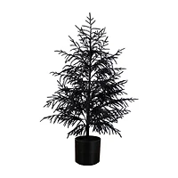 Nearly Natural 4ft Halloween Black Pine Christmas Artificial Tree