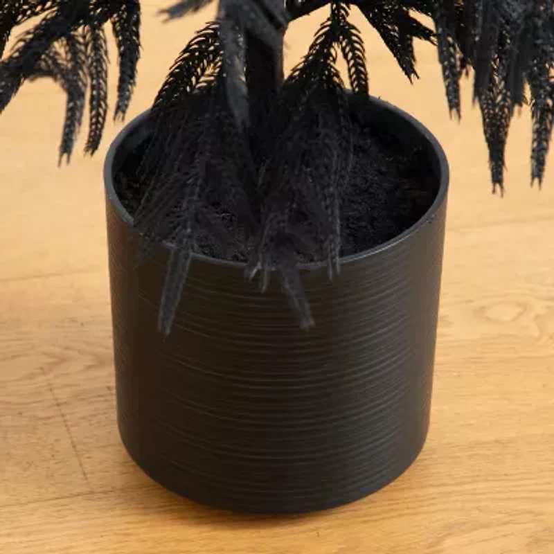 Nearly Natural 4ft Halloween Black Pine Christmas Artificial Tree