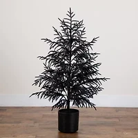 Nearly Natural 4ft Halloween Black Pine Christmas Artificial Tree
