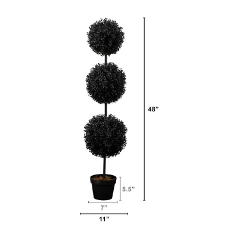 Nearly Natural Halloween Black Boxwood Artificial Tree