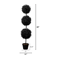 Nearly Natural Halloween Black Boxwood Artificial Tree