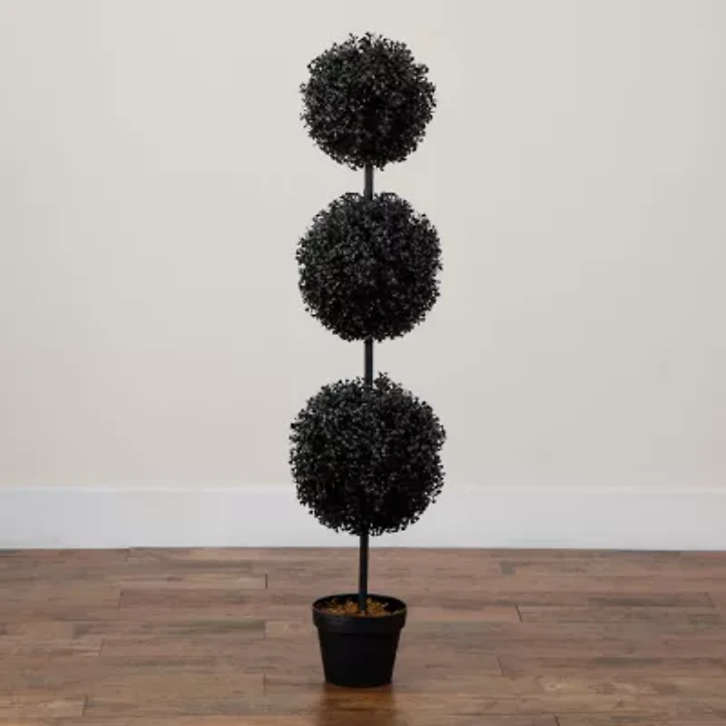 Nearly Natural Halloween Black Boxwood Artificial Tree