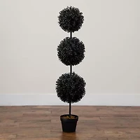 Nearly Natural Halloween Black Boxwood Artificial Tree
