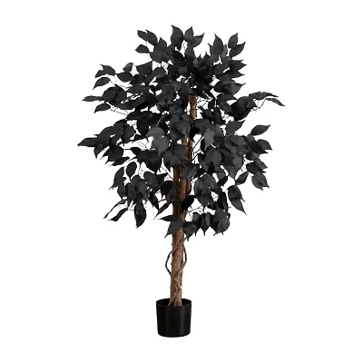 Nearly Natural 3ft Halloween Black Ficus Artificial Tree