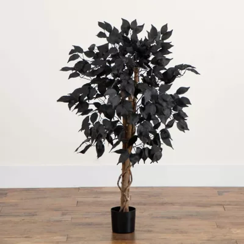Nearly Natural 3ft Halloween Black Ficus Artificial Tree