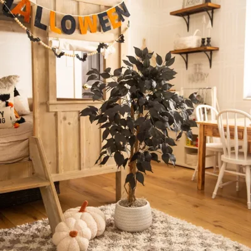 Nearly Natural 3ft Halloween Black Ficus Artificial Tree