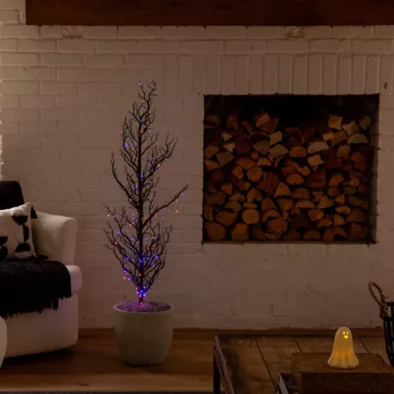 Nearly Natural 4ft Pre-Lit Halloween Twig Artificial Tree