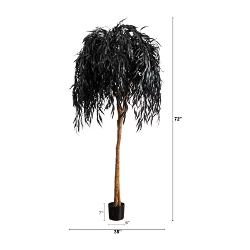 Nearly Natural 6ft Halloween Black Willow Artificial Tree