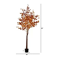 Nearly Natural 7ft Pre-Lit Autumn Eucalyptus Artificial Tree