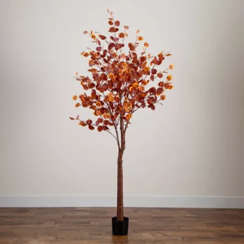 Nearly Natural 7ft Pre-Lit Autumn Eucalyptus Artificial Tree