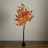 Nearly Natural 7ft Pre-Lit Autumn Eucalyptus Artificial Tree