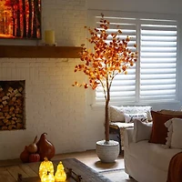 Nearly Natural 7ft Pre-Lit Autumn Eucalyptus Artificial Tree