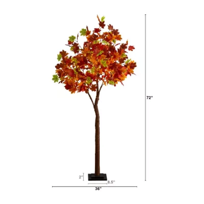 Nearly Natural 6ft Pre-Lit Autumn Maple Artificial Tree