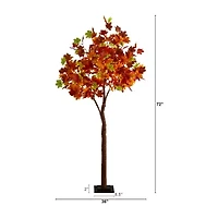Nearly Natural 6ft Pre-Lit Autumn Maple Artificial Tree