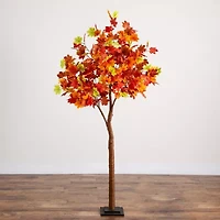 Nearly Natural 6ft Pre-Lit Autumn Maple Artificial Tree