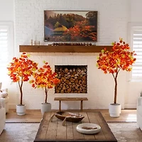 Nearly Natural 6ft Pre-Lit Autumn Maple Lighted Indoor Artificial Tree