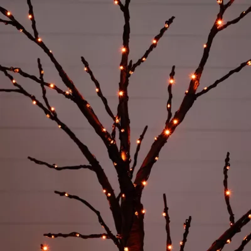 Nearly Natural 6ft Pre-Lit Halloween Twig Lighted Indoor Artificial Tree