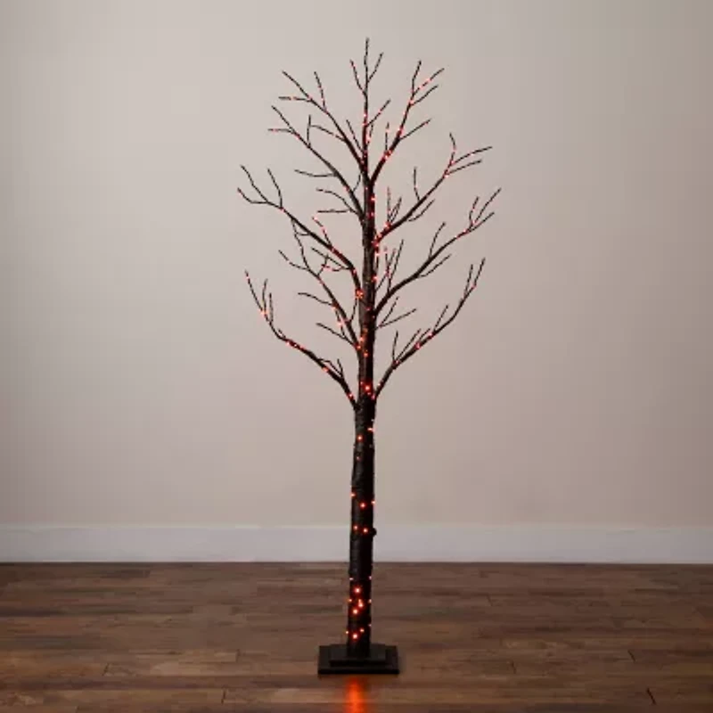 Nearly Natural 6ft Pre-Lit Halloween Twig Lighted Indoor Artificial Tree