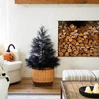 Nearly Natural Halloween Pampas Artificial Tree