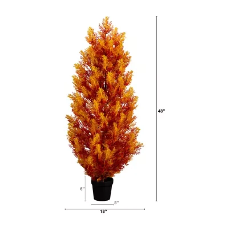 Nearly Natural 4ft Uv Resistant Autumn Cedar Indoor Outdoor Artificial Tree