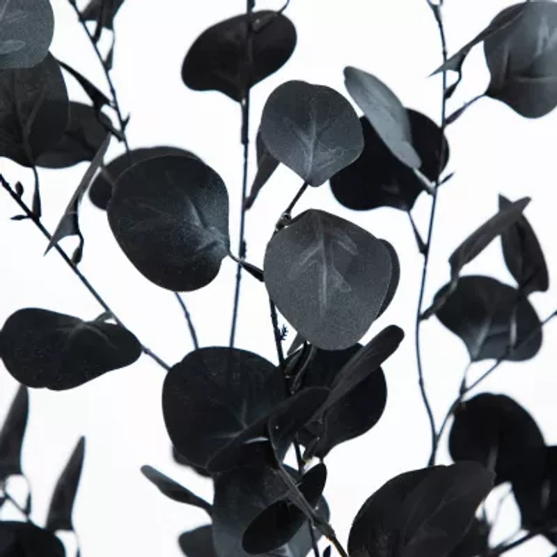 Nearly Natural 6ft Halloween Black Eucalyptus Artificial Tree