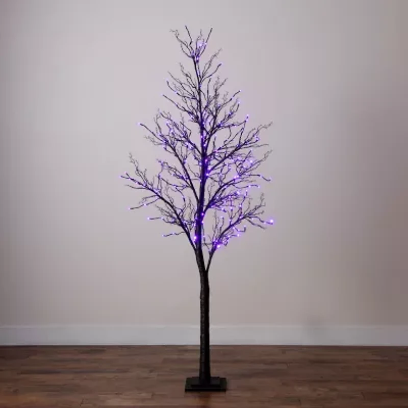 Nearly Natural 7ft Pre-Lit Halloween Twig Artificial Tree